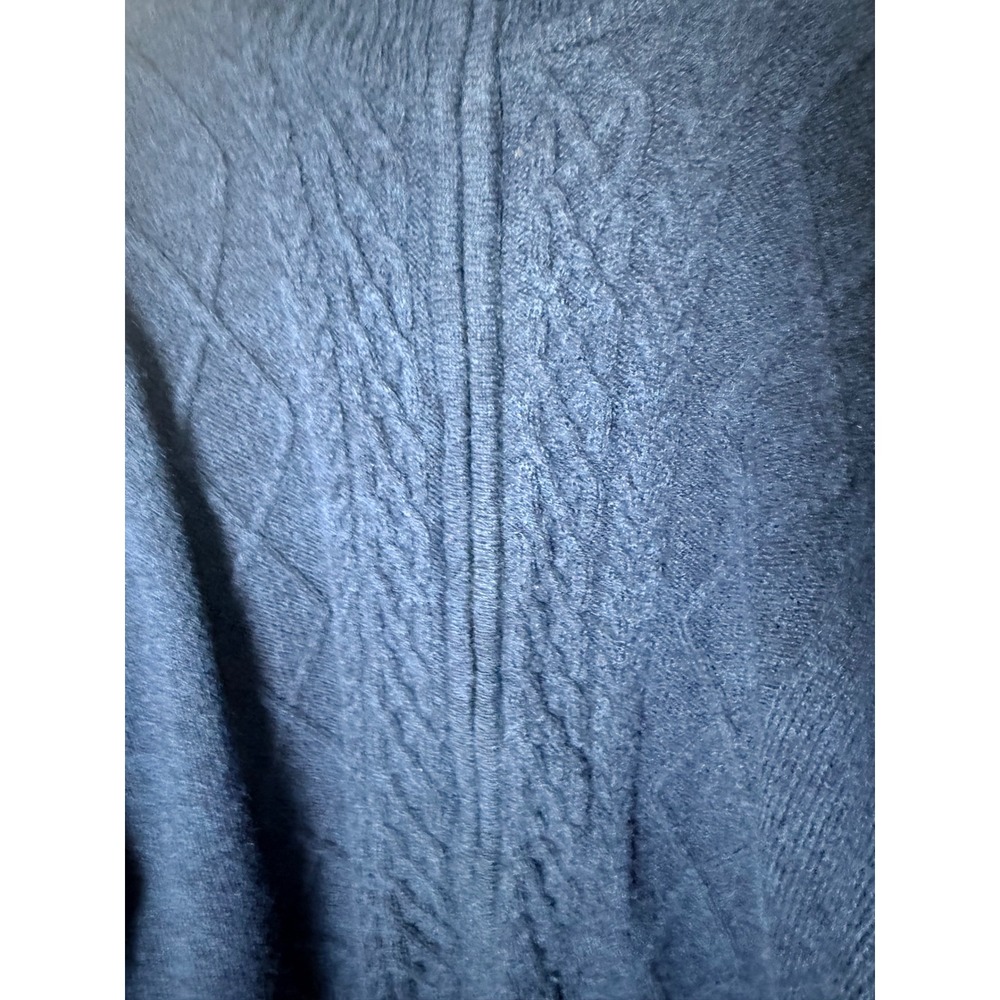 Aran Sweater Market Navy 100% Wool Zip Cable Knit Poncho XXL Made Ireland - Picture 3 of 12